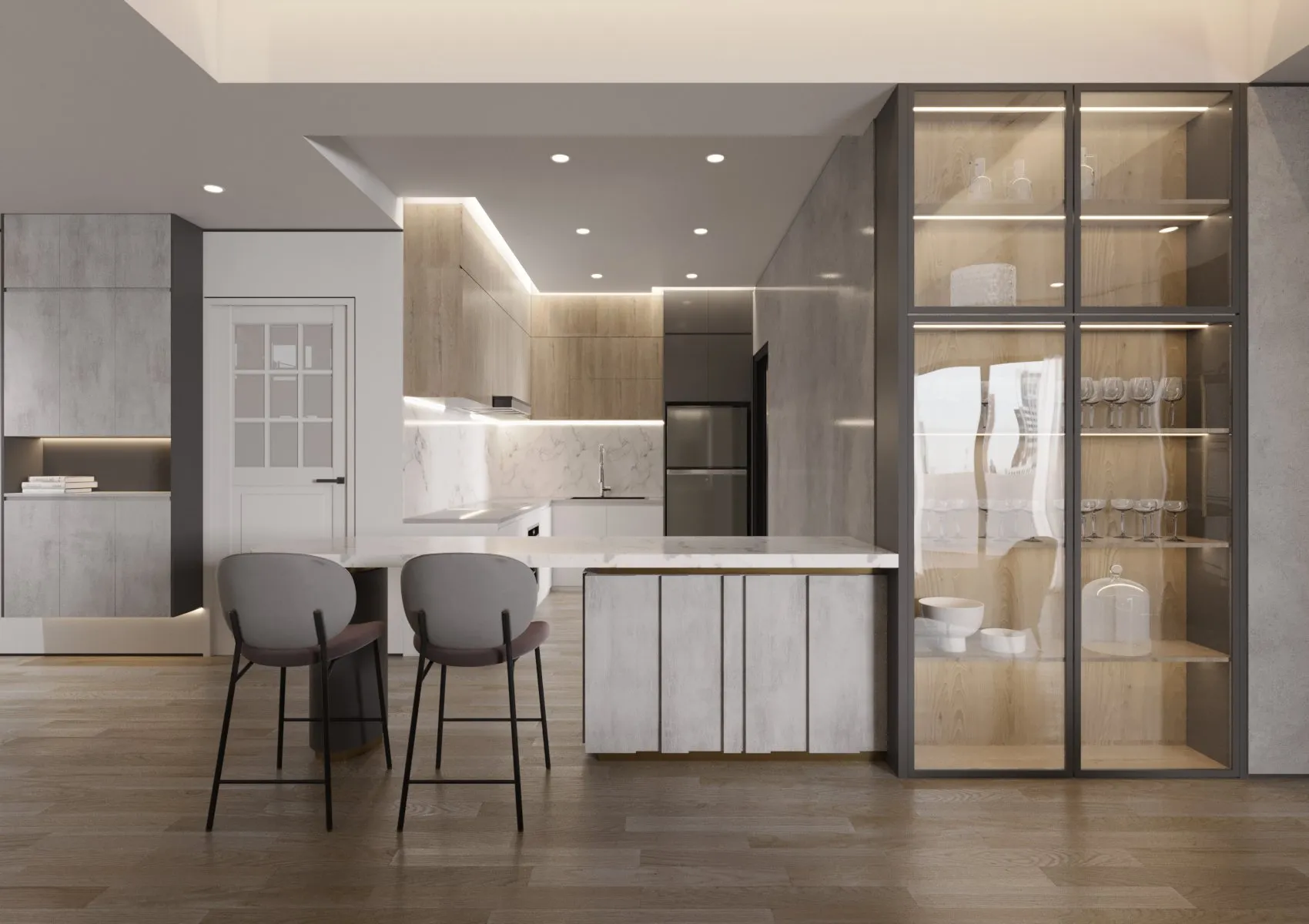 Top Thiết Kế Tủ Bếp Gỗ Phủ Melamine Hiện Đại: Thiết Kế Tinh Tế Với Đường Nét Tối Giản 49 H3