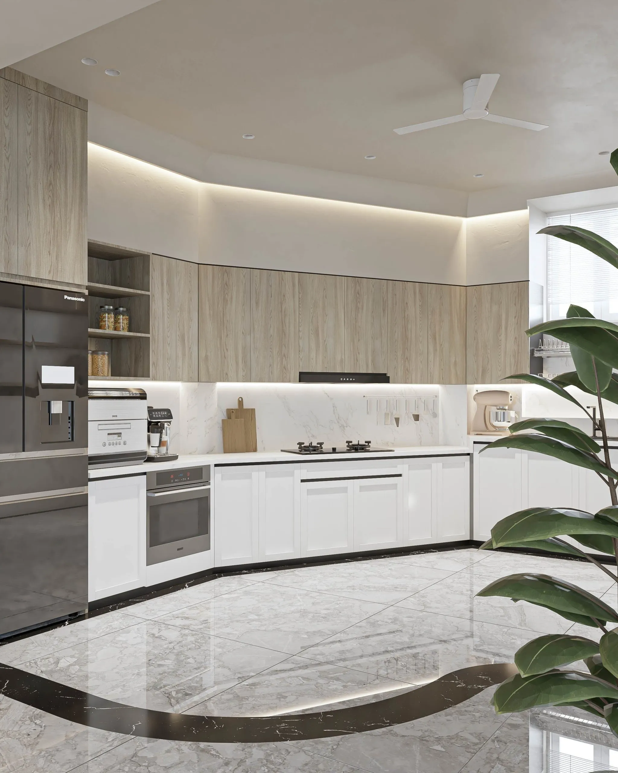 tủ bếp gỗ phủ melamine