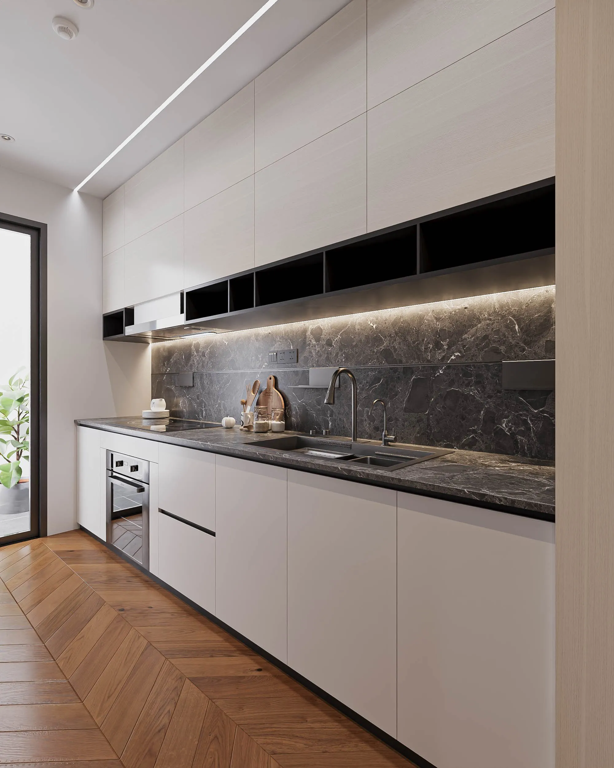 Top Thiết Kế Tủ Bếp Gỗ Phủ Melamine Hiện Đại: Thiết Kế Tinh Tế Với Đường Nét Tối Giản 36 Z5243232699596_4643d0d4ea297b6c2bf8a9cf0462d796