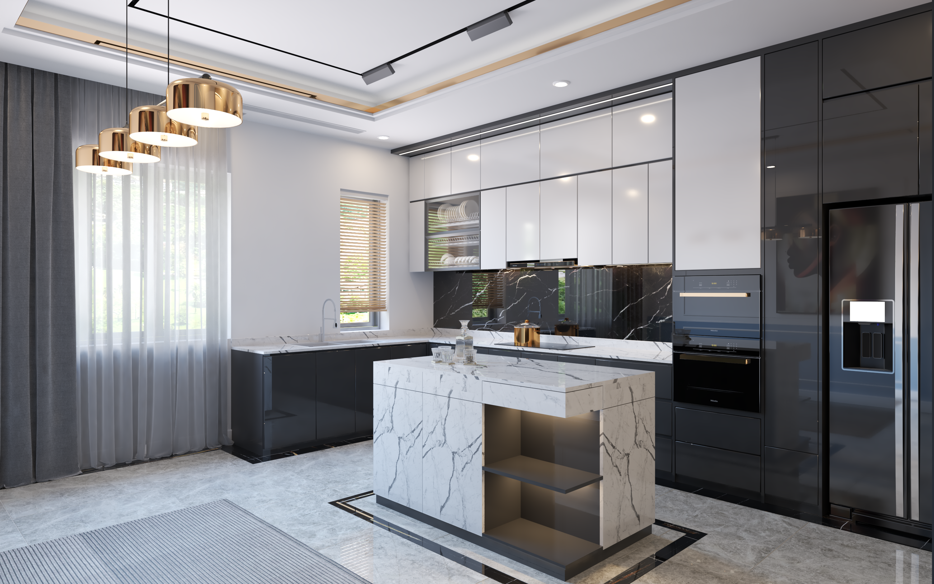 Gói Tủ Bếp Cao Cấp 48 bếp gỗ công nghiệp acrylic - gói tủ bếp cao cấp tubepgp.vn