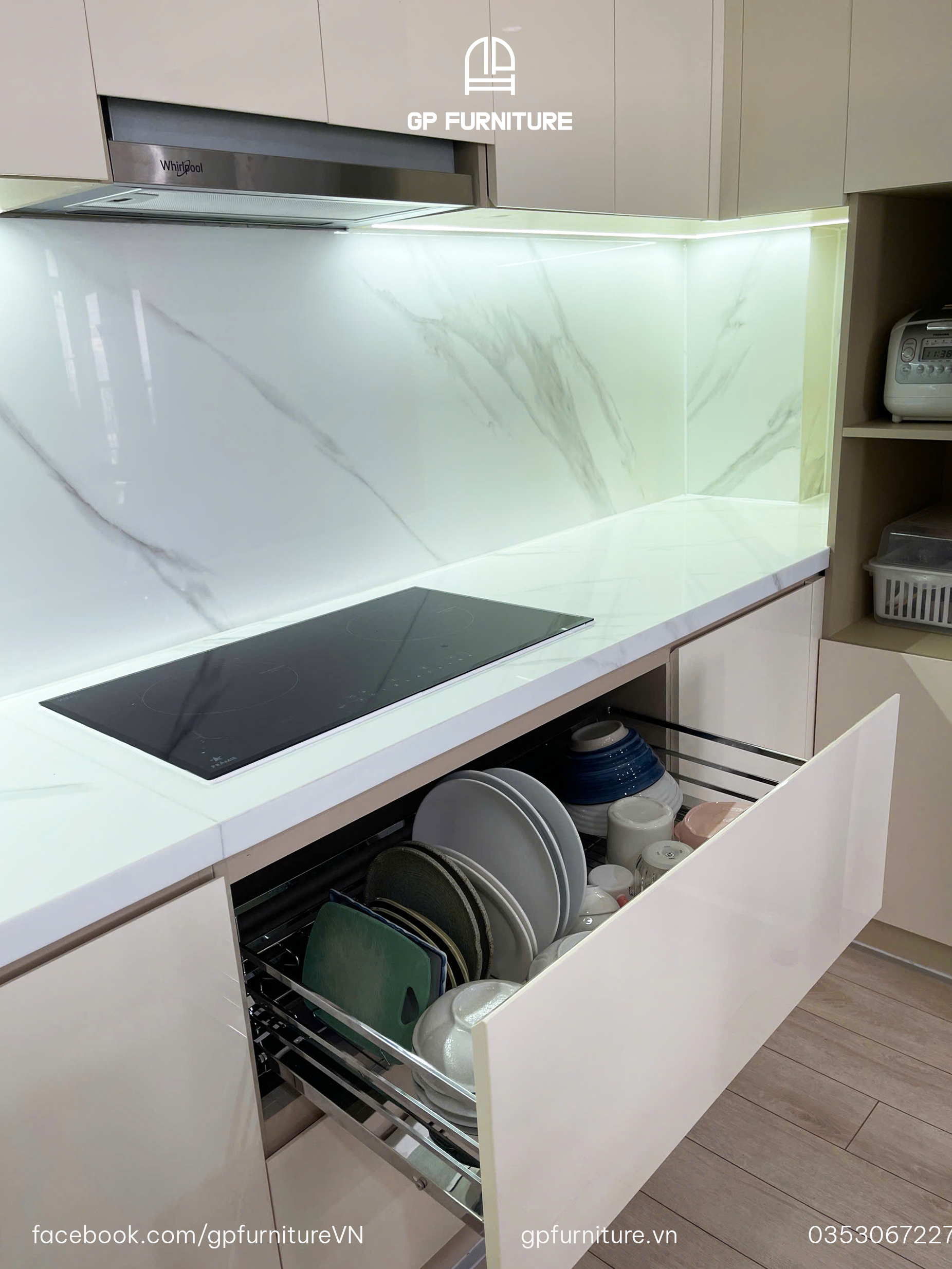 Gói Tủ Bếp Cao Cấp 42 bếp gỗ công nghiệp acrylic - gói tủ bếp cao cấp tubepgp.vn