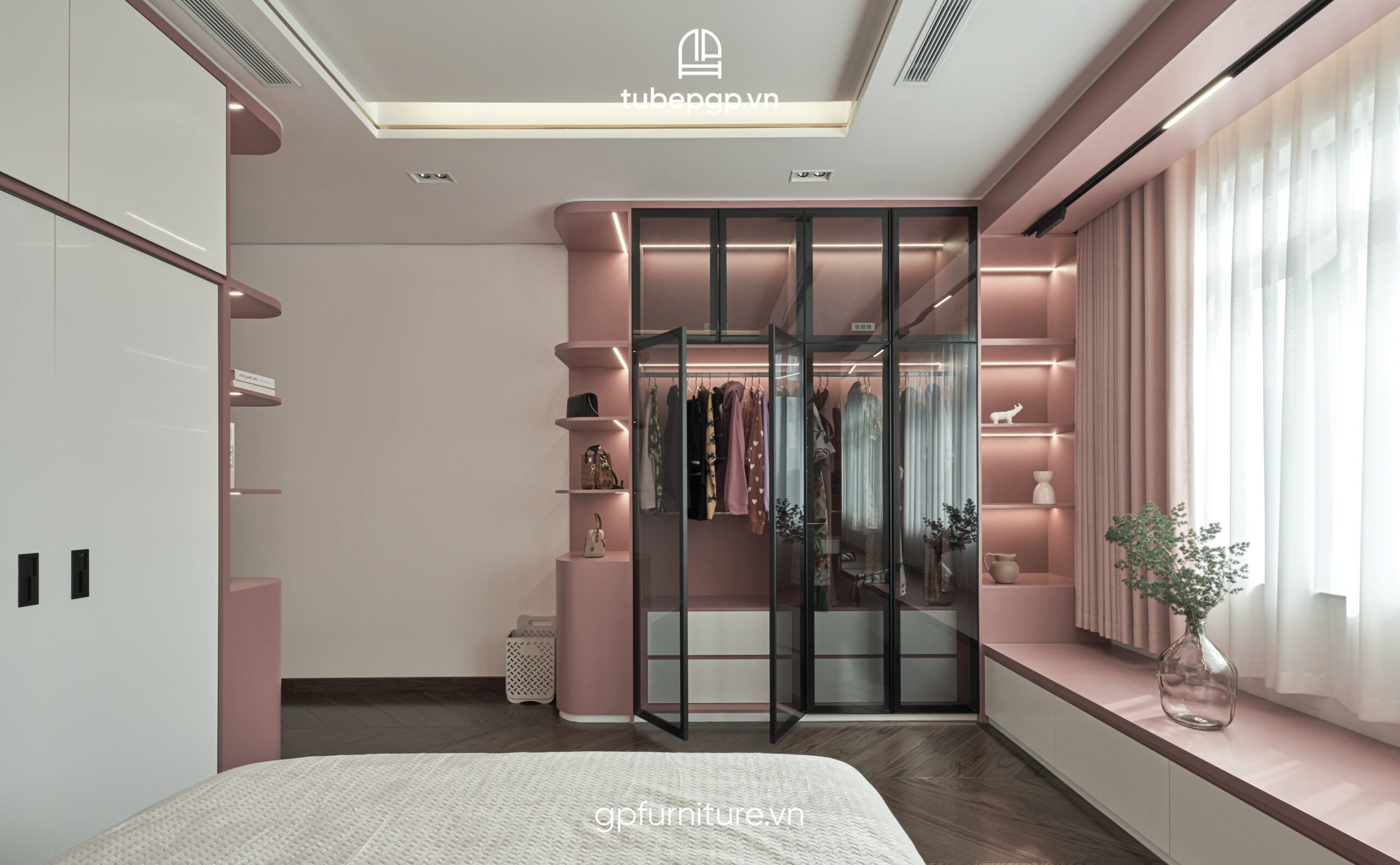 tủ áo cánh kính sang trọng hiện đại gp furniture 